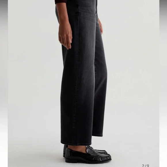 AG Saige Wide Leg Crop High-Rise Fit Size 30 Color Black - Picture 3 of 16